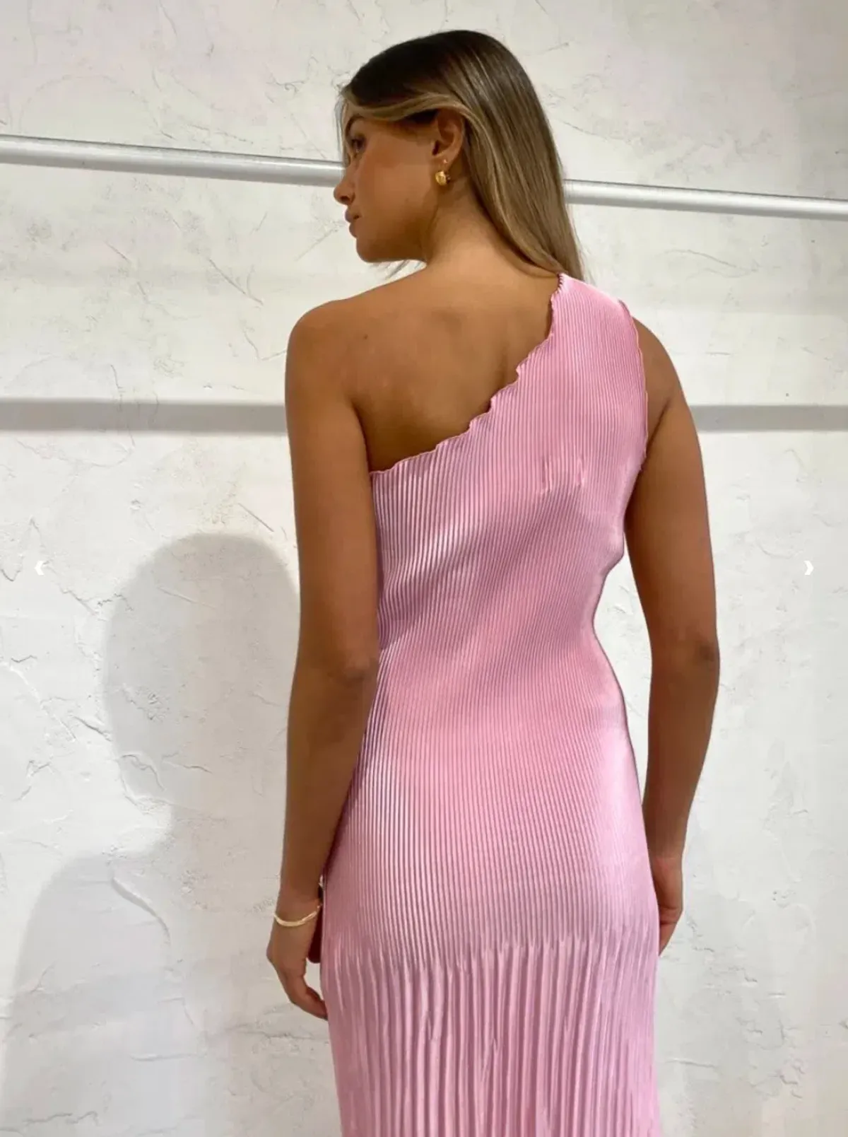 L'Idee Soiree Pleated One Shoulder Dress in Pink Size 8 - Image 2