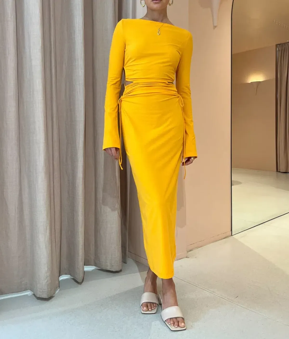 Camilla and Marc Alexandre Midi Dress in Marigold Yellow Size 10 - Image 1