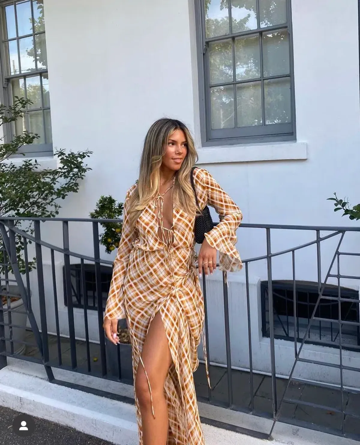 Bec & Bridge Sunflower Check Longsleeve Maxi Dress Print Size 8 / S - Image 4