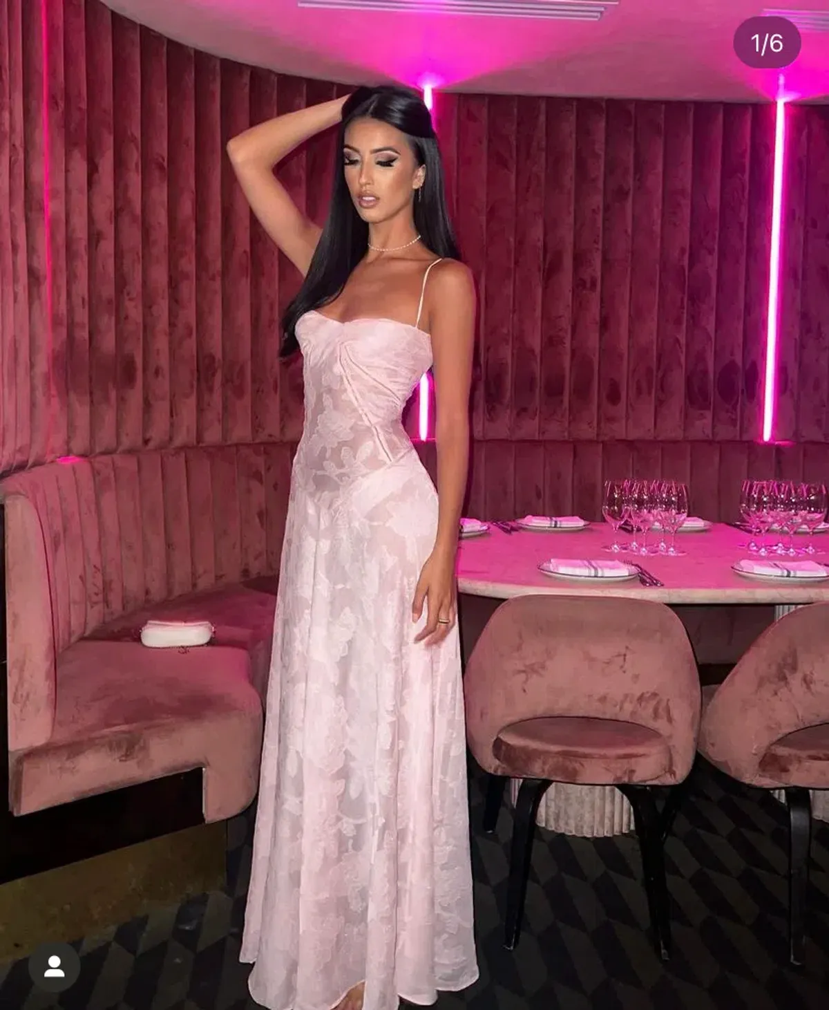 House of CB Seren Corset Lace Back Maxi Dress Soft Pink Floral Size Small / Au 8 - Image 5