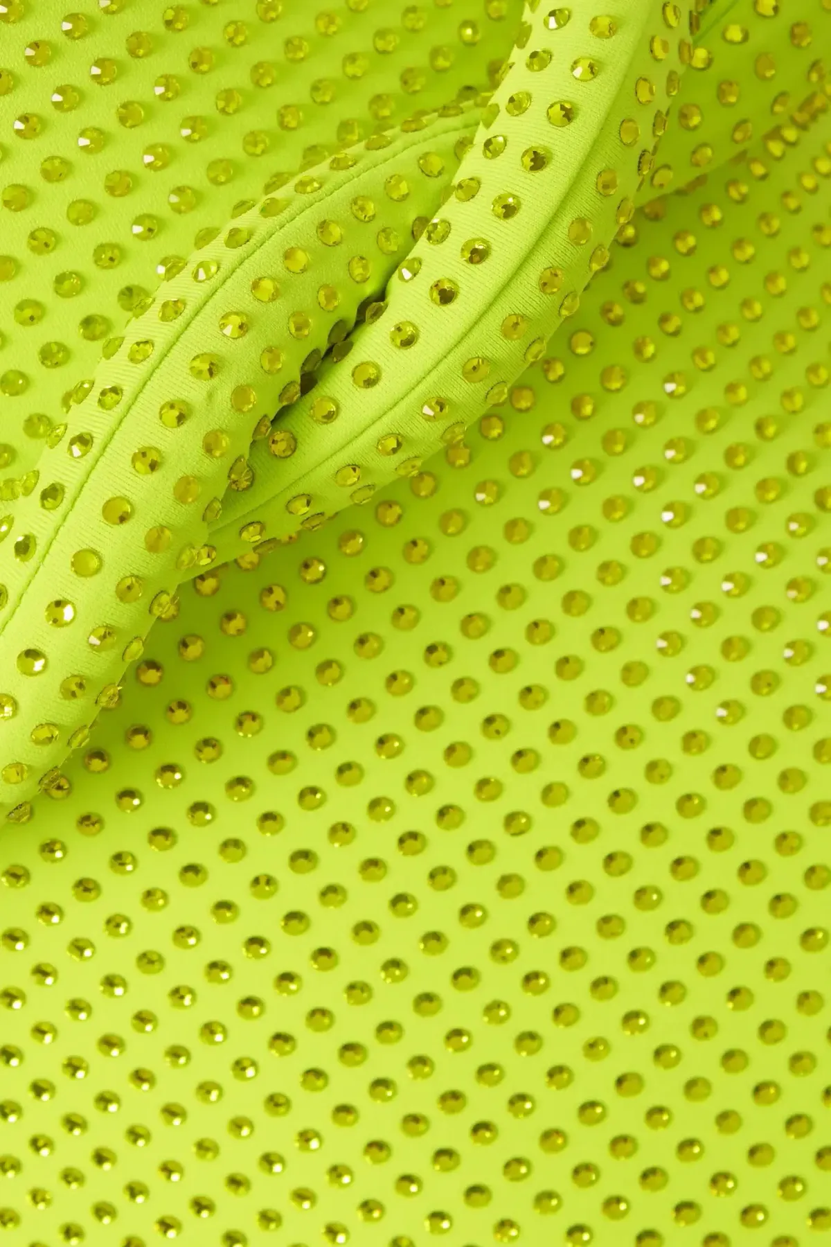 Leslie Amon Amina Belted Crystal Embellished Mini Dress Lime Green Size S / AU 6-8 - Image 5