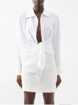 Jacquemus Bahia Plunge-neck Tie Shirt White Size 6  for rent on The Volte - image 1