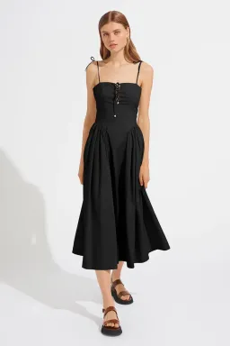 Steele the Label Midi Black Kate Dress in Black Ink Size 8 for rent on The Volte - image 2