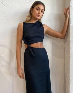 Sir the Label Ambroise Knot Midi Dress Black Size AU 6 for rent on The Volte - image 4