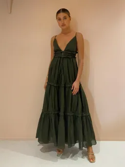 Joslin Studio Liana 2.0 Linen Maxi Dress Forest Size 10 for rent on The Volte - image 2