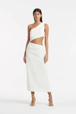 Sir the Label Clemence One Shoulder Midi Dress Ivory Size 1/Au 8 for rent on The Volte - image 1