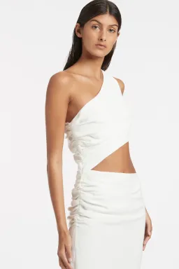 Sir the Label Clemence One Shoulder Midi Dress Ivory Size 1/Au 8 for rent on The Volte - image 5