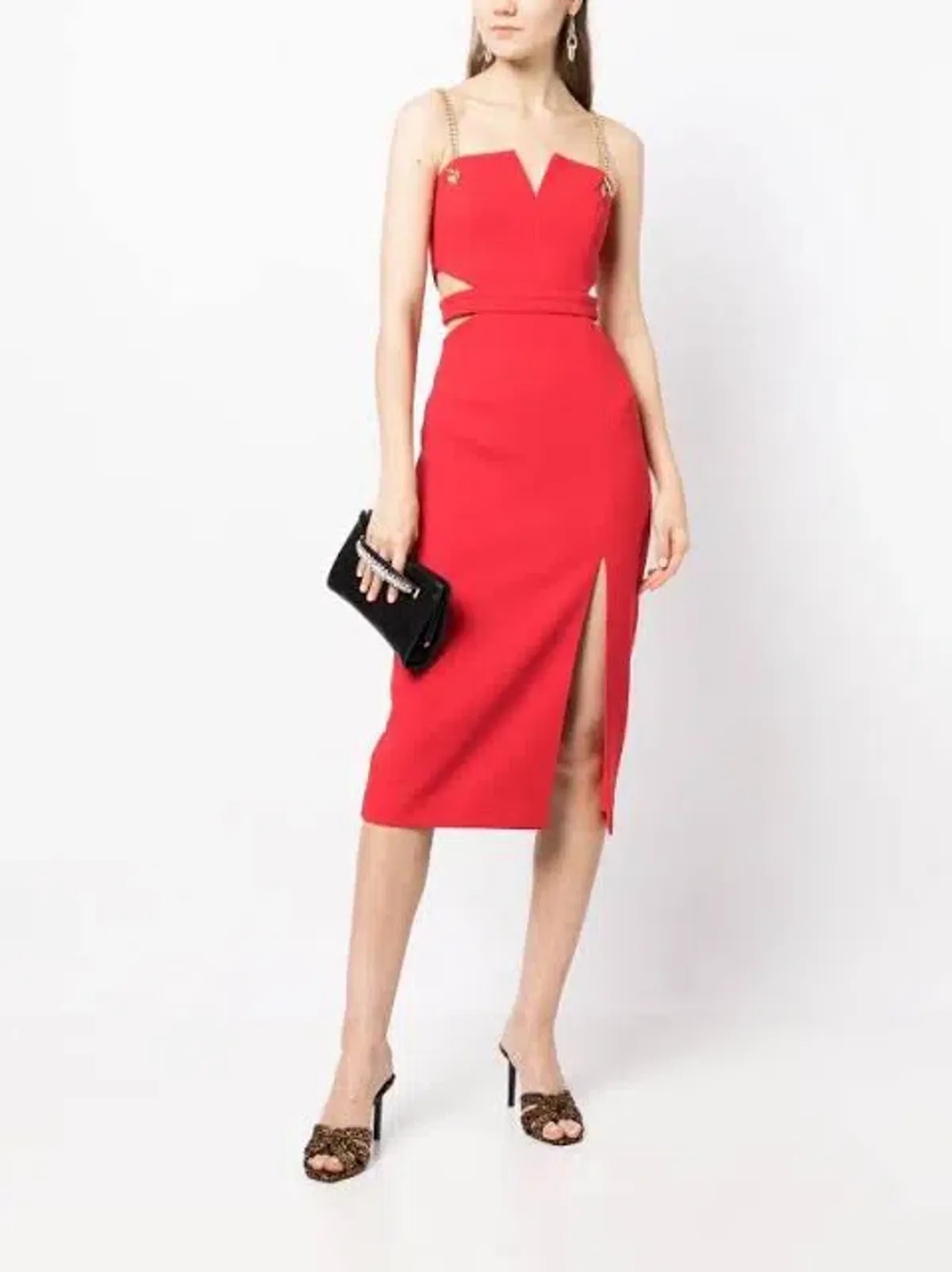 Rebecca Vallance Scarlett Chain Midi Dress Red Size 10 - Image 3