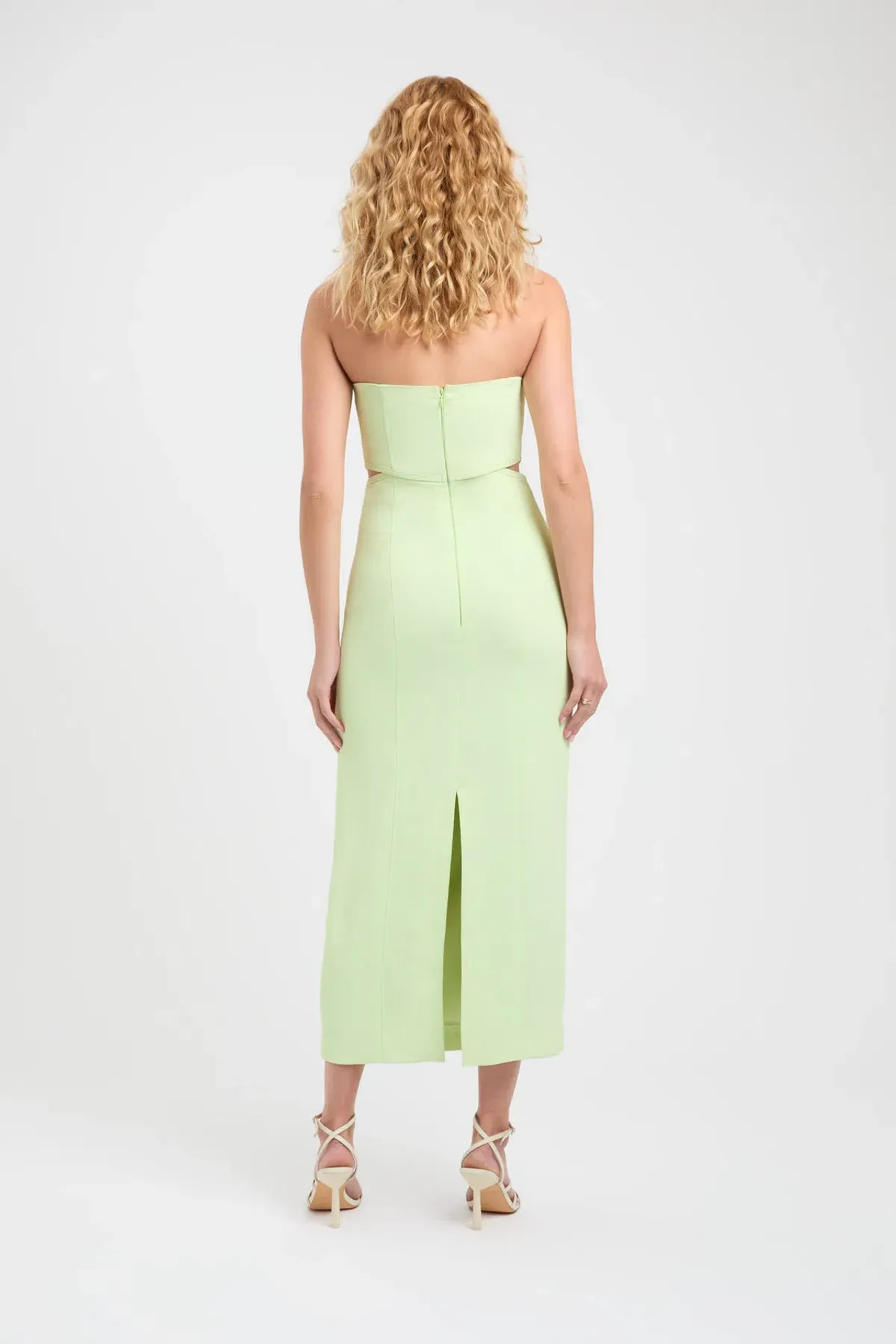 Kookai Oyster Cut Out Midi Dress Lime Green Size 40/Au 12 - Image 3