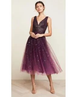 Marchesa Notte Ombre Embellished Tulle Gown Purple Size AU 14 for rent on The Volte - image 1