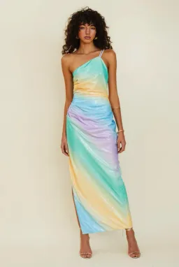 Suboo Ombre One Shoulder Split Maxi Multi Color Size S / AU 8 for rent on The Volte - image 1