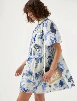 Aje Pablo Smock Mini Dress Blue AU 8 for rent on The Volte - image 4