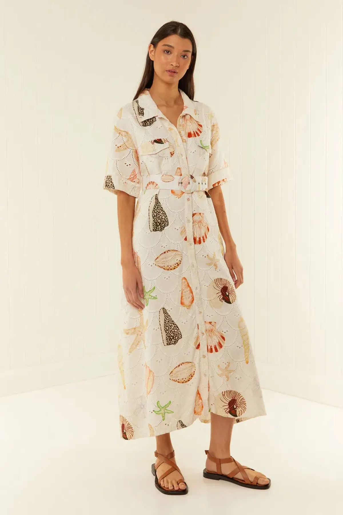 Palm Noosa Souvenir Midi Dress in Shells Size 10  - Image 1