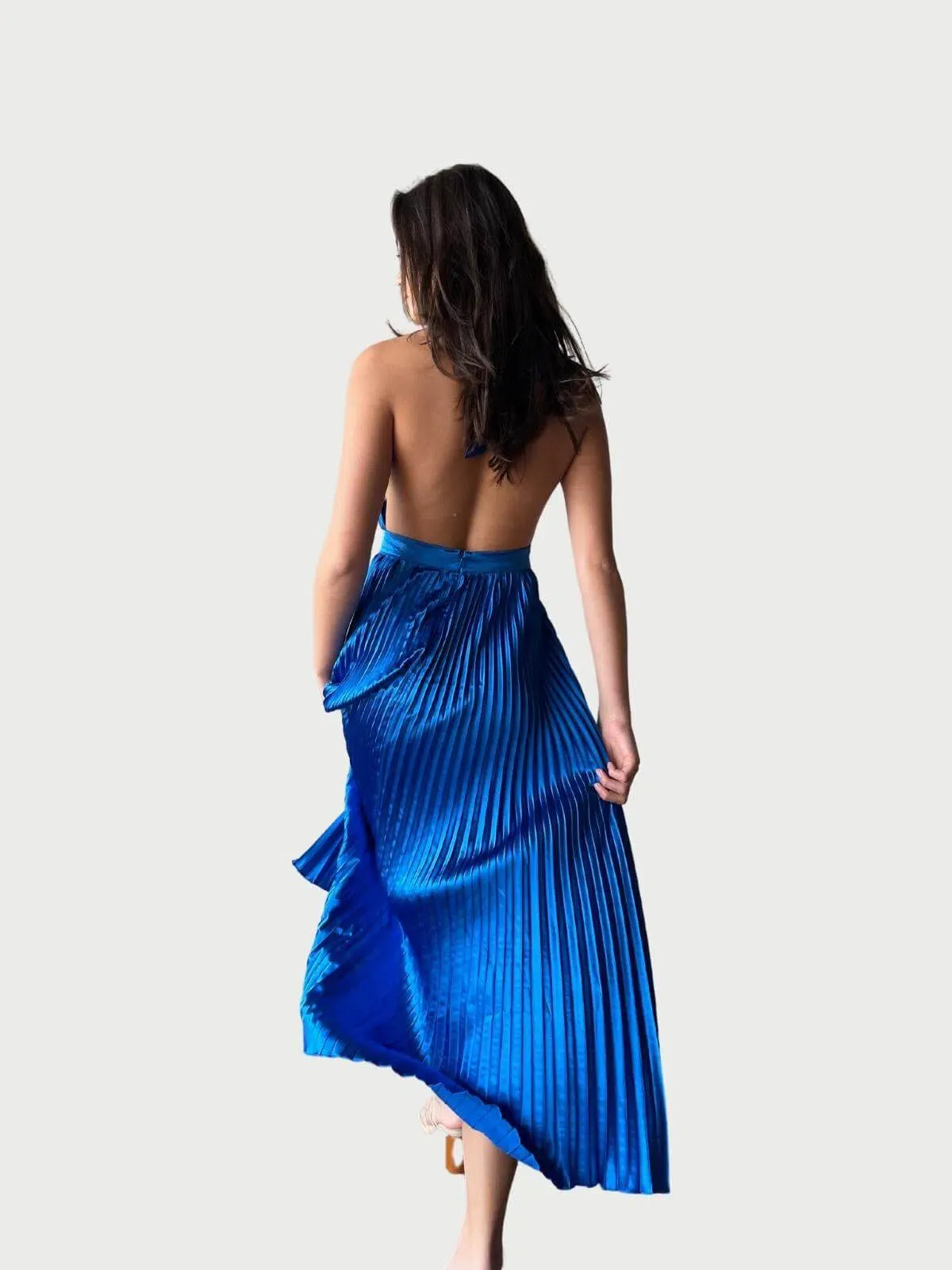 L'Idee Renaissance Split Gown in Moroccan Blue Size 12 / L - Image 3