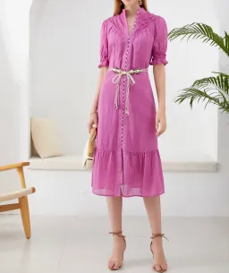 GDS Colette Linen Dress Violet Size 10 for rent on The Volte - image 1