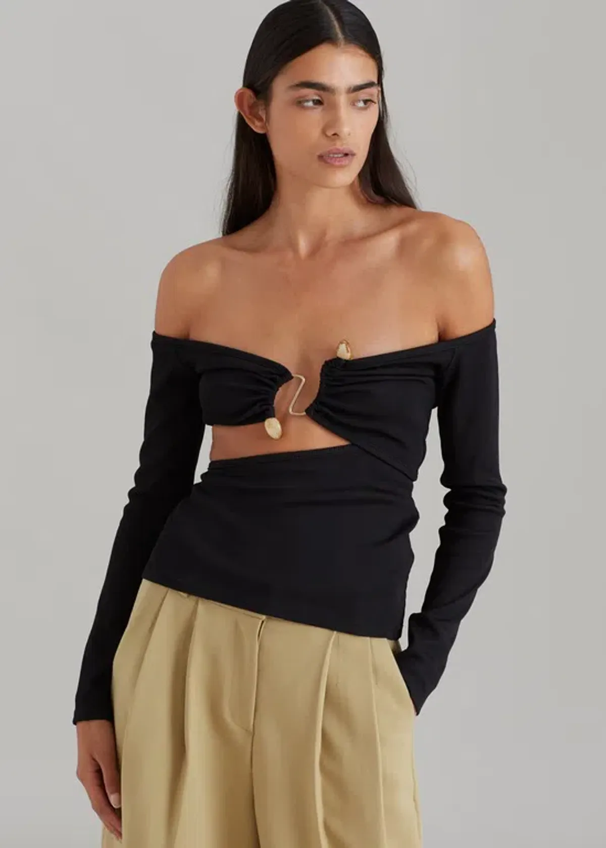 Christopher Esber Distort Quartz Shoulderless Top Black Size 6  - Image 3