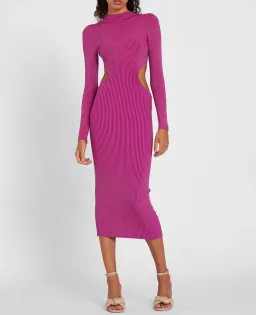 By Johnny Raine Knit Midi Dress Berry Size 10 for rent on The Volte - image 1