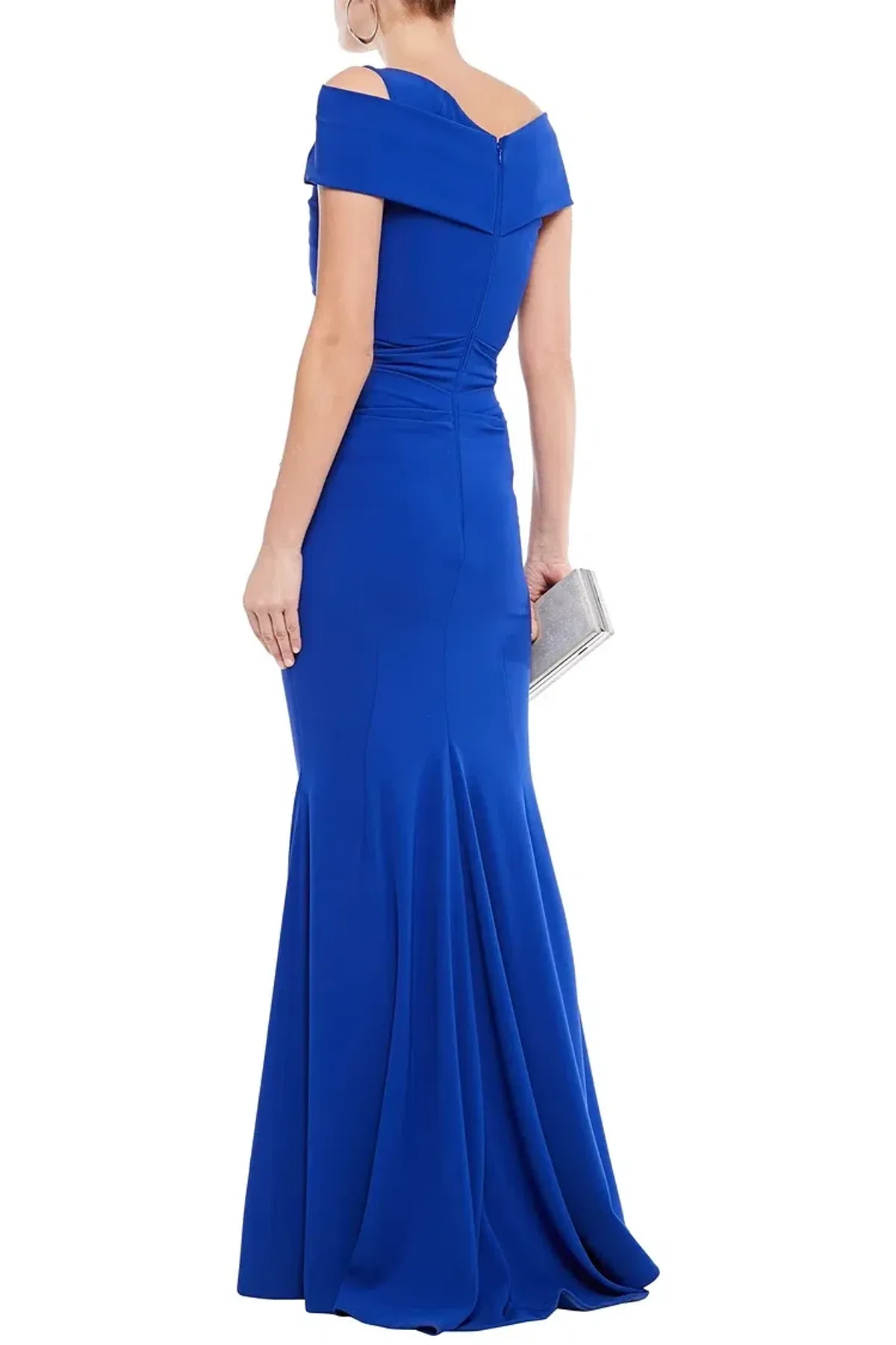 Talbot Runhof Moa Ruched Stretch-Crepe Gown Blue Size 6  - Image 3