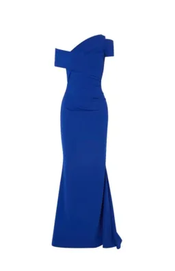 Talbot Runhof Moa Ruched Stretch-Crepe Gown Blue Size 6  for rent on The Volte - image 6