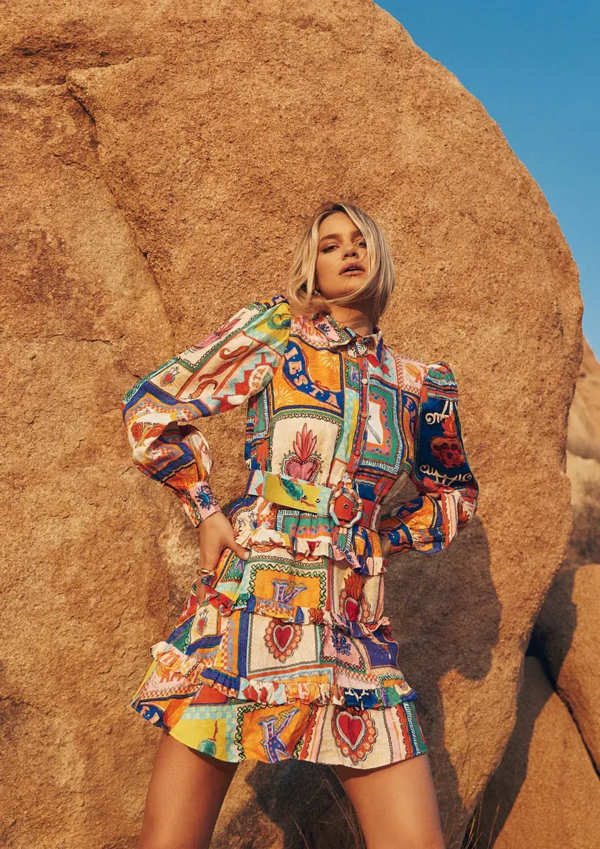 Kate Ford | Viatoris Layered Mini Dress Wayfarer Print Size 10  - Image 1