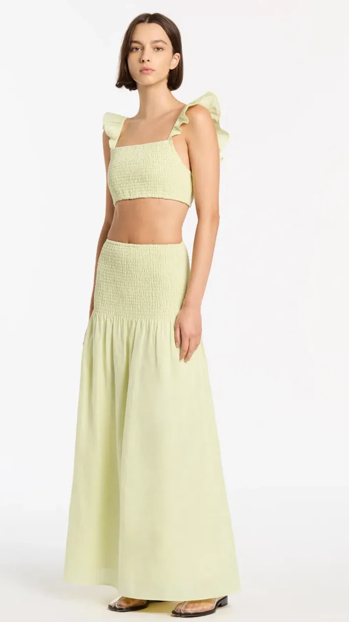 Sir The Label Francesca Shirred Crop Top Size 0 and Maxi Skirt Size 1 Set Yellow - Image 2