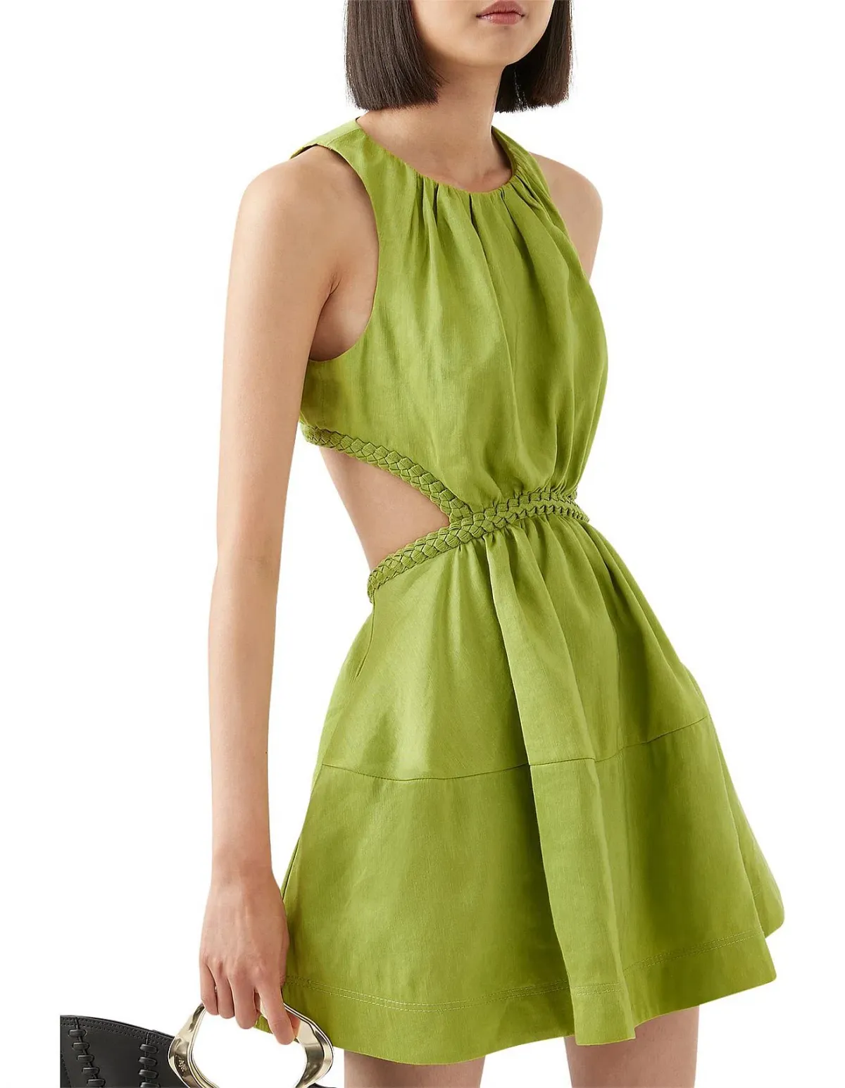 Aje Voyage Braided Cut Out Mini Dress Green Size AU 6 - Image 2