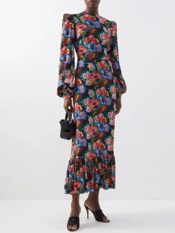 The Vampire’s Wife The Villanelle floral-print crepe dress Pink Size 14 for rent on The Volte - image 1