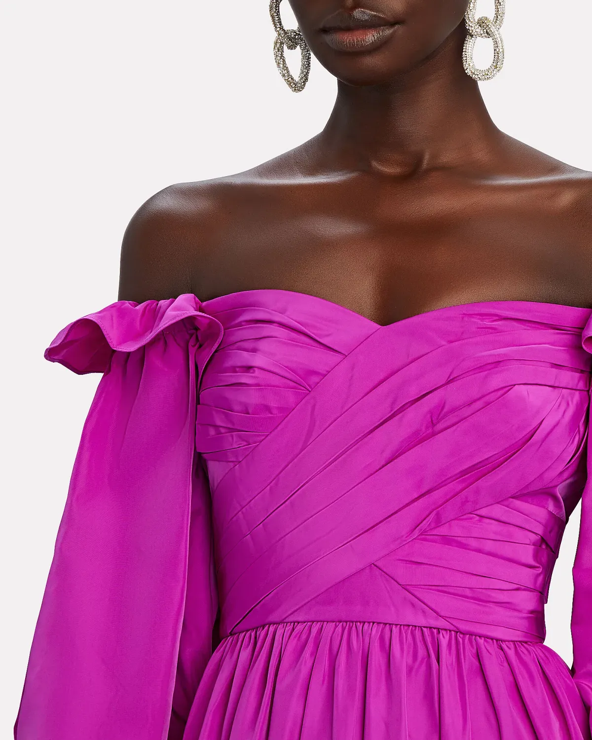 Self Portrait Off-the-shoulder ruffled taffeta gown Purple Size AU 12 - Image 3
