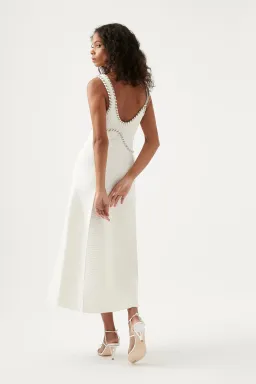 Aje Carve Abstract Knit Midi Dress White Size Small for rent on The Volte - image 2