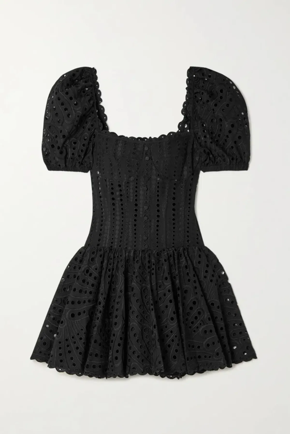 Charo Ruiz ‘Yara’ Broderie Anglaise Cotton-Blend Mini Dress Black Size Medium (AU 10)  - Image 6