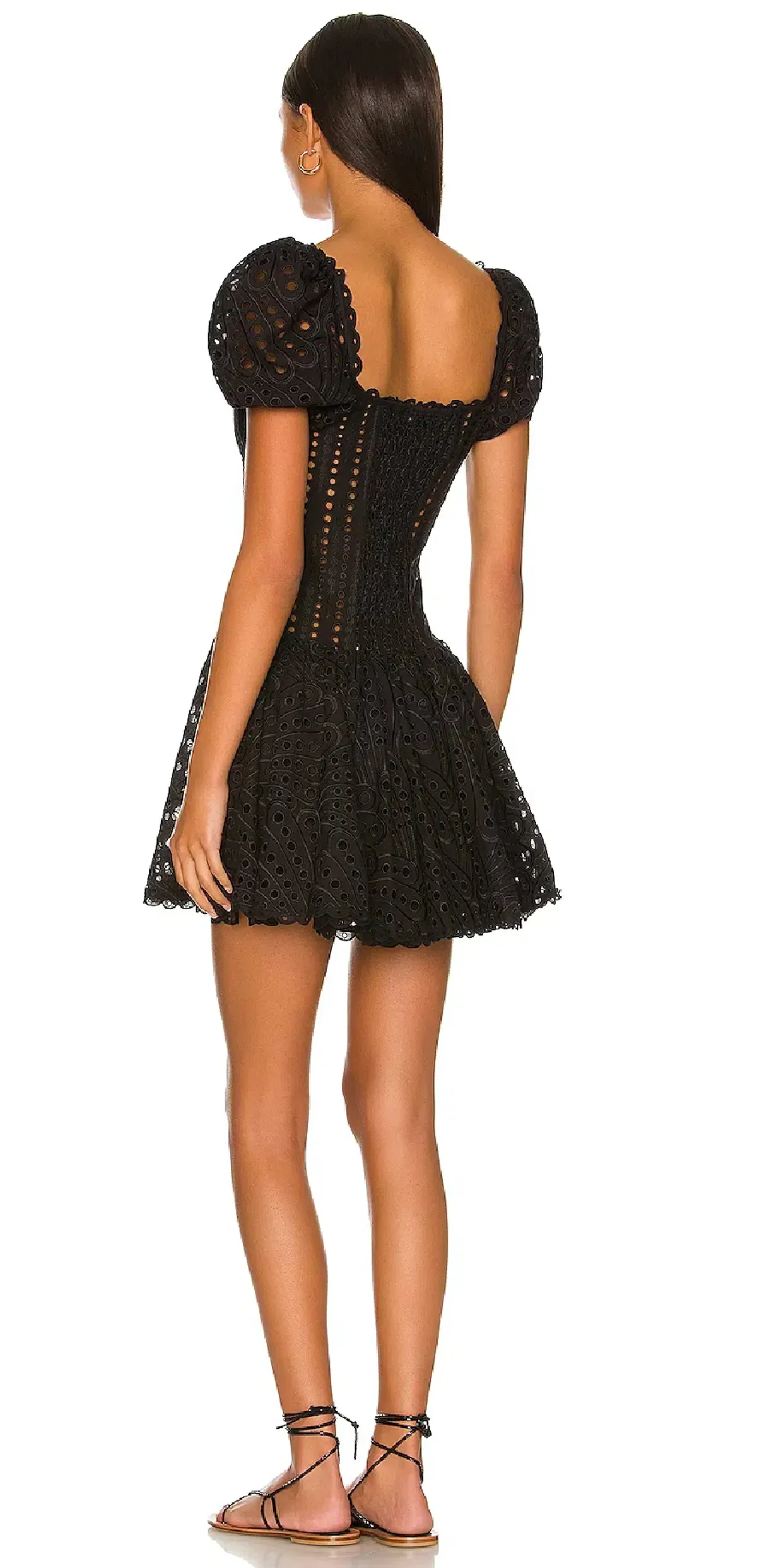 Charo Ruiz ‘Yara’ Broderie Anglaise Cotton-Blend Mini Dress Black Size Medium (AU 10)  - Image 5