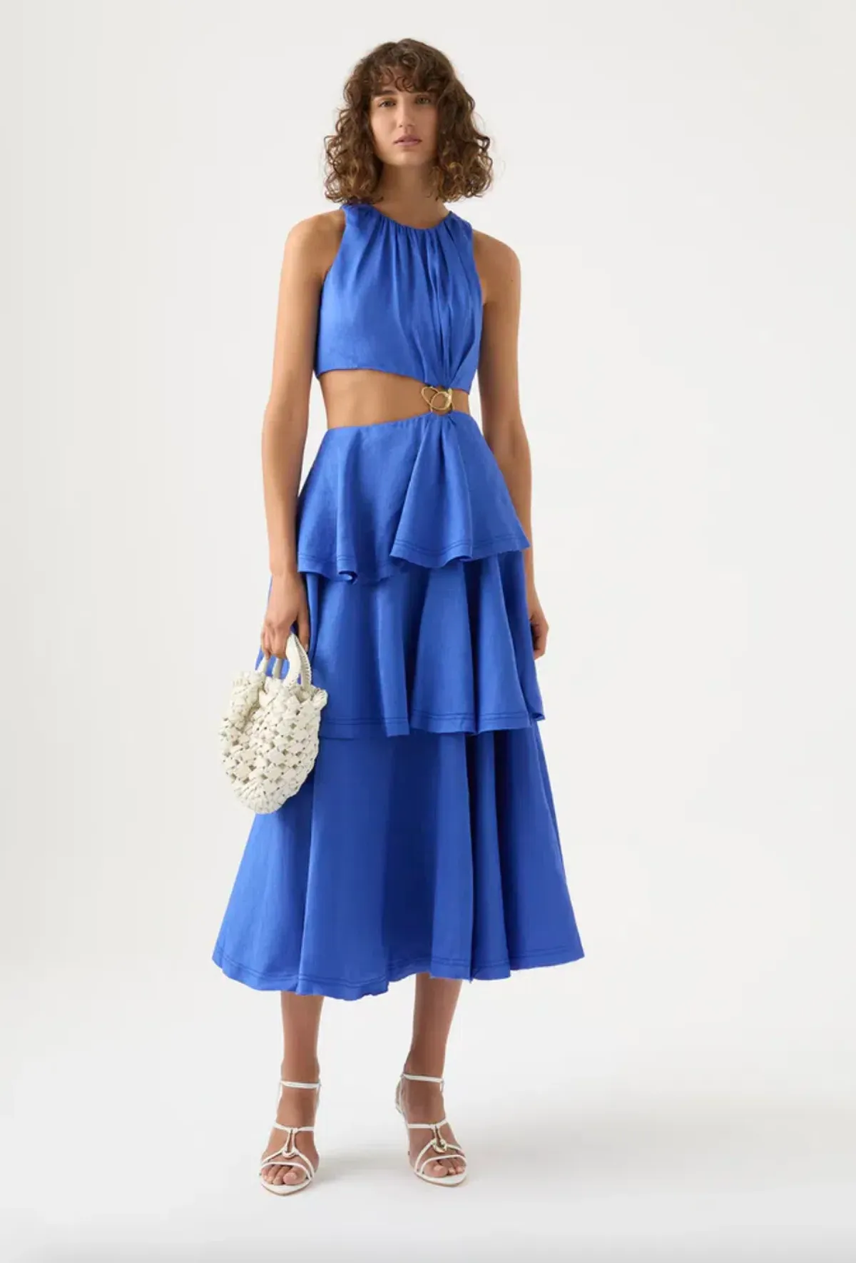 Aje Wave Cut Out Ring Midi Dress Blue Size 12 / L - Image 1