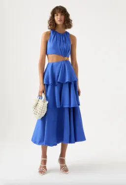 Aje Wave Cut Out Ring Midi Dress Blue Size 12 / L for rent on The Volte - image 1