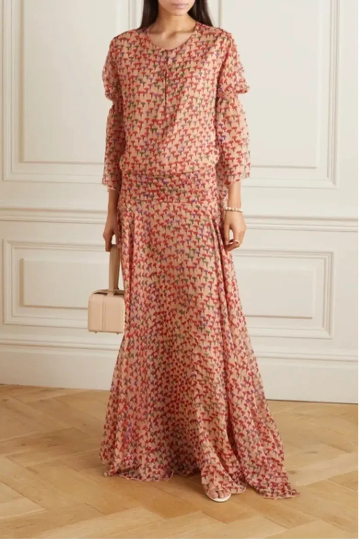 Eywasouls Malibu Claire Smocked Chiffon Maxi Dress Floral Size 8 - Image 1