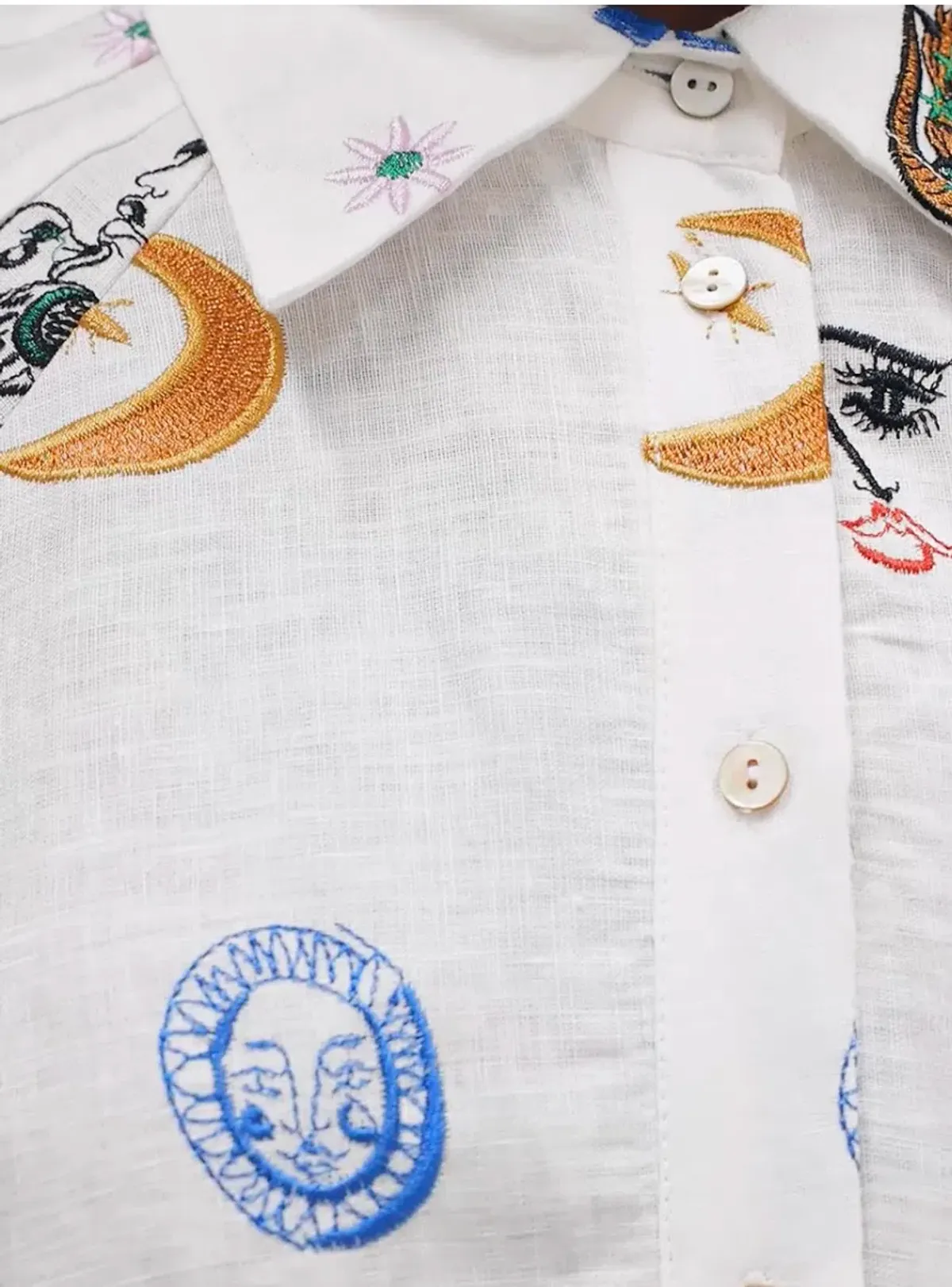 Alemais Soleil Embroidered Linen Shirtdress Print Size 12 - Image 6