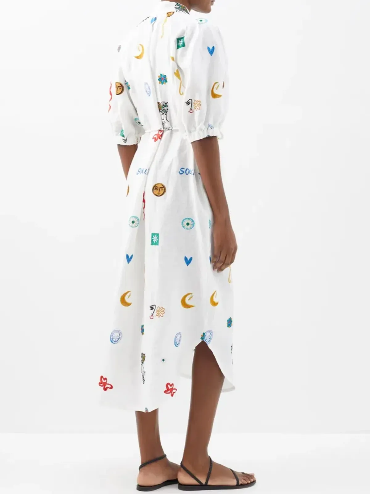 Alemais Soleil Embroidered Linen Shirtdress Print Size 12 - Image 3