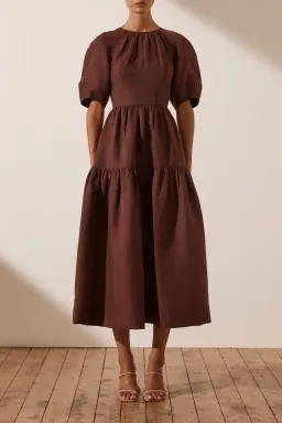 Shona Joy Marlene Open Back Midi Dress in Chocolate Size 10 / M for rent on The Volte - image 1