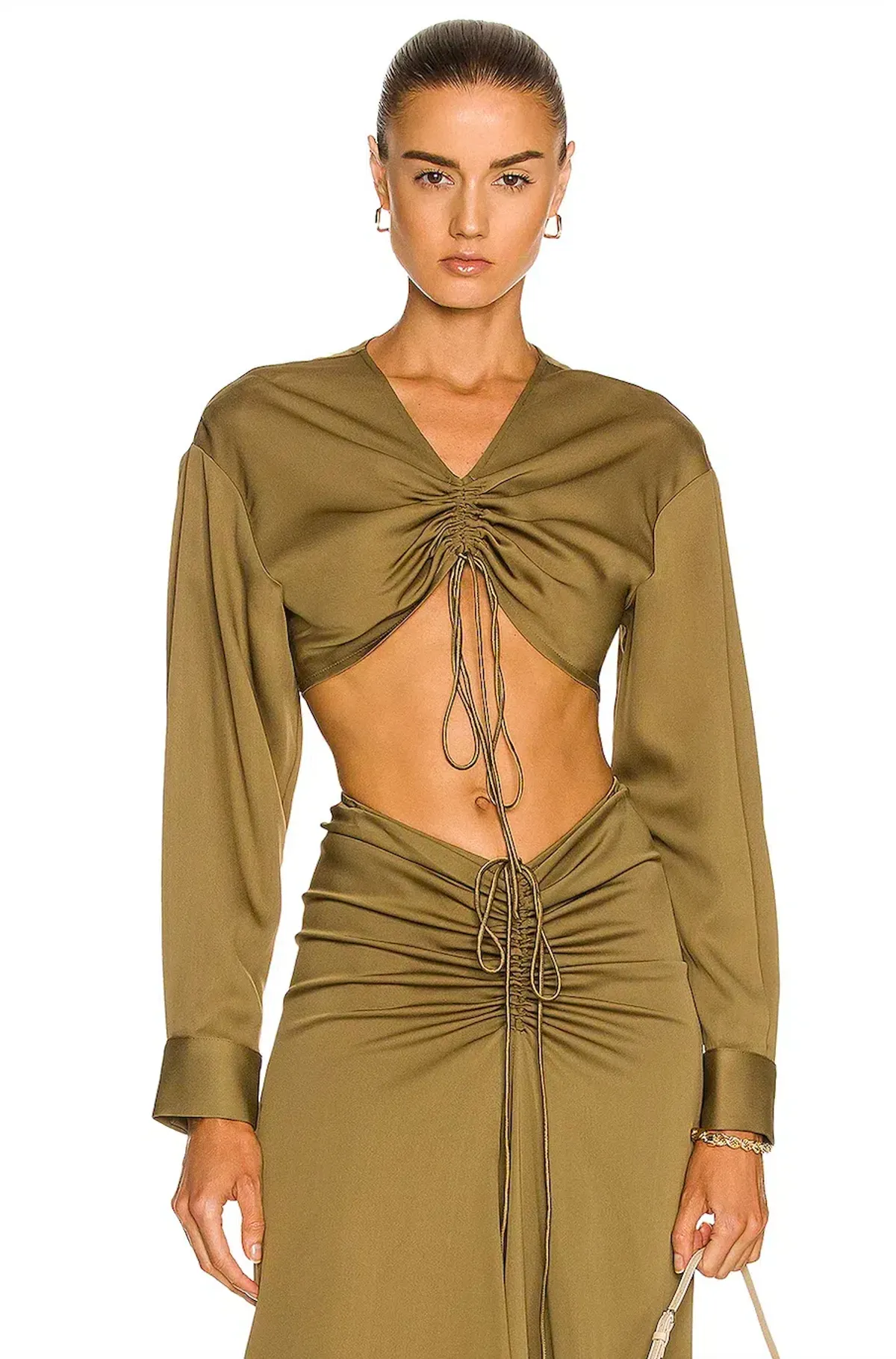 Christopher Esber Ruched Crop Top & Ruched Skirt Set Green Size M / Au 10 - Image 2