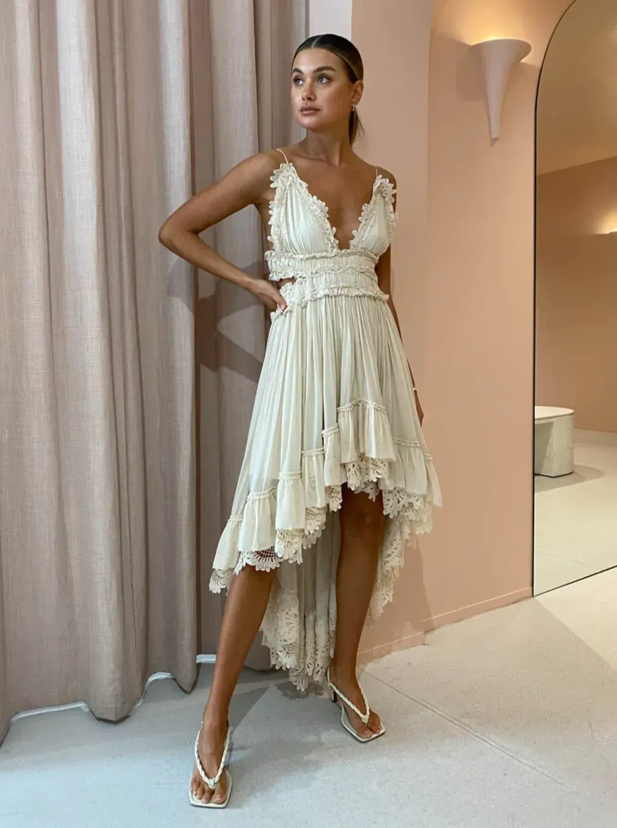 Magali Pascal Emiliana Midi Dress in Ivory Cream Size M / Au 10 - Image 1