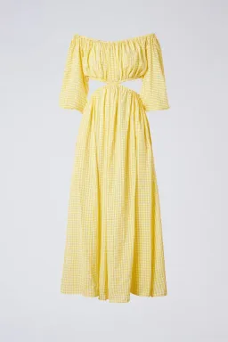 Scanlan Theodore Gingham Maxi Cut Out Dress Yellow Size 10 for rent on The Volte - image 2