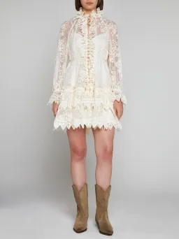Zimmermann Lace Swing Mini Dress Cream Size 8 for rent on The Volte - image 1
