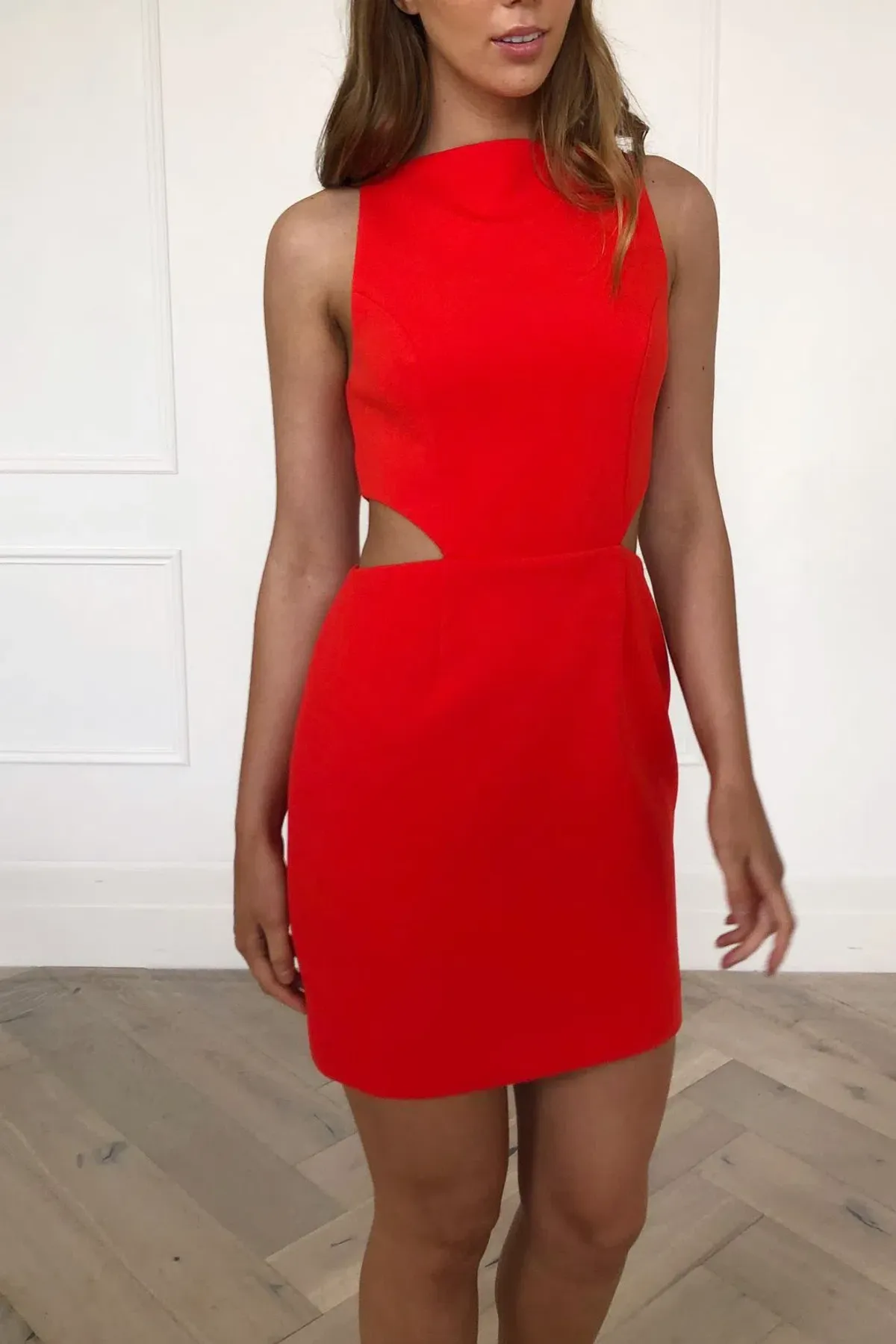 San Sloan Wallis Vibrant Orange Midi Dress Size 10 - Image 2