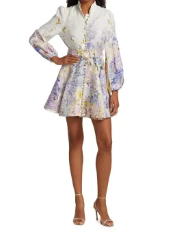 Zimmermann Rhythmic Buttoned Mini Dress Floral Size 12 for rent on The Volte - image 1