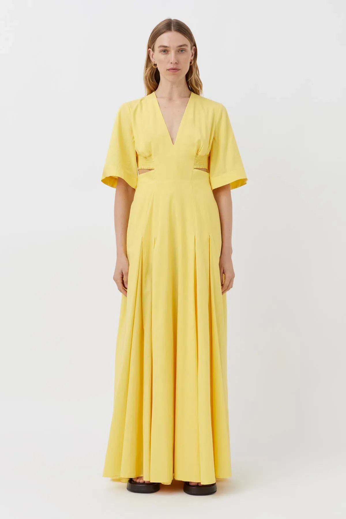 Camilla and Marc Antonella V-Neck Dress Lemon Yellow Size 10 - Image 1