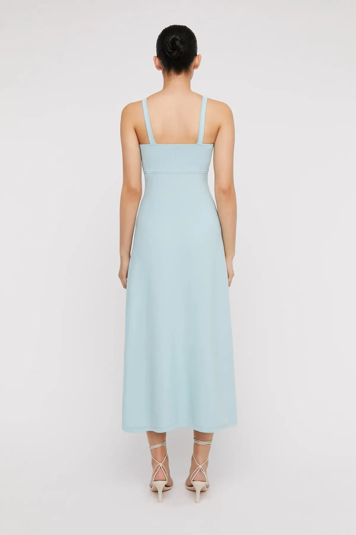 Scanlan Theodore Crepe Knit Square Neck Dress Blue Size M/ AU 10 - Image 3