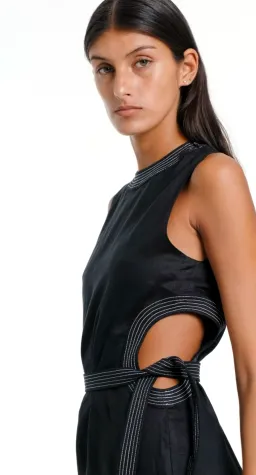 Sir the Label Vilma Cut Out Midi Dress Black Size 1 / AU 8 for rent on The Volte - image 3