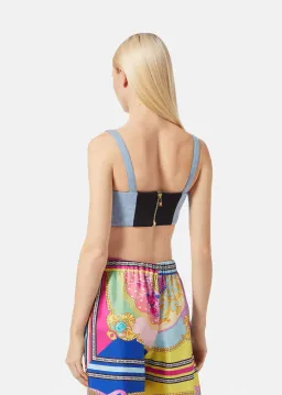 Versace Ventagli Denim Bralette Top Blue Size AU 8 for rent on The Volte - image 2