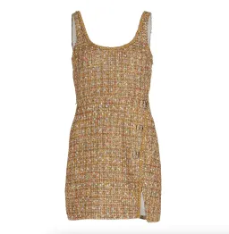 Self Portrait Gold Tinsel Boucle Beaded Mini Dress Gold Size 10 for rent on The Volte - image 5