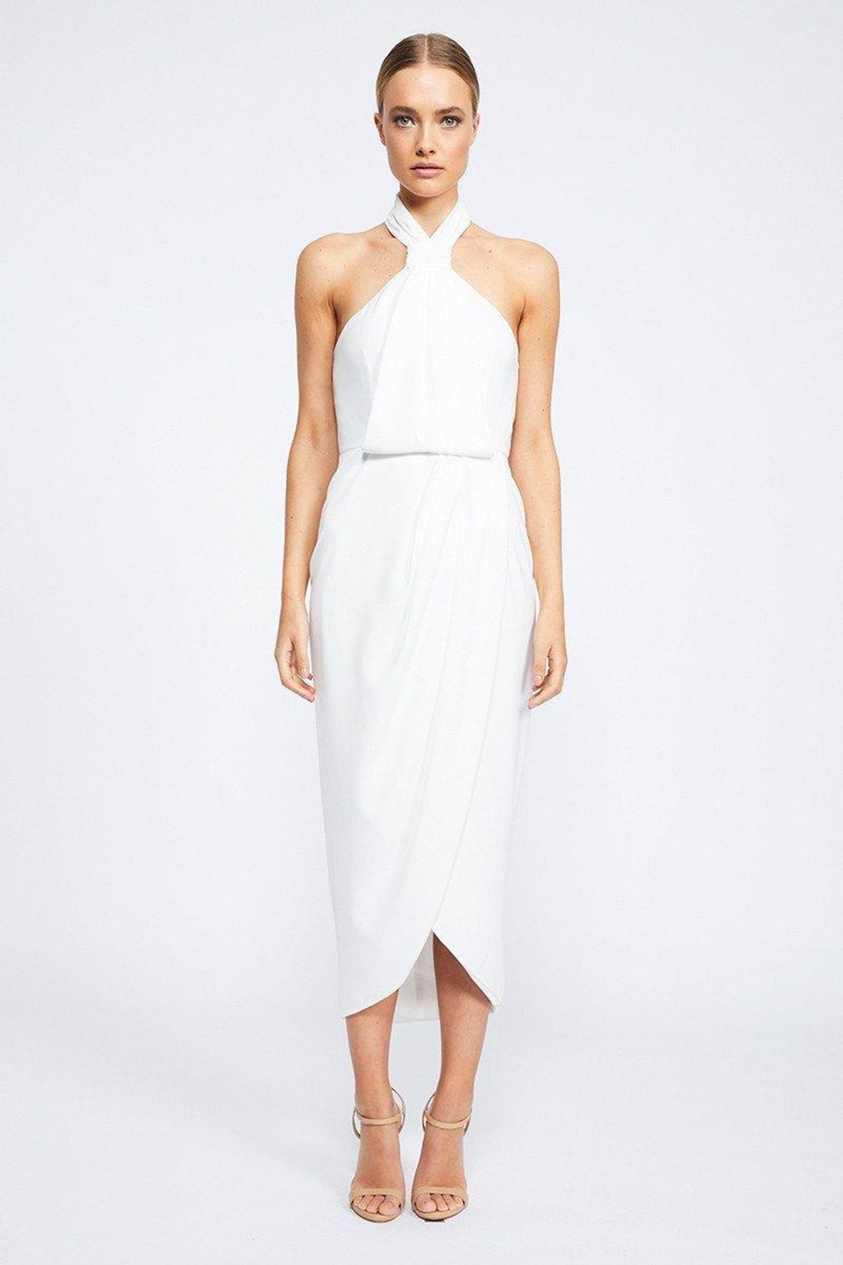Shona Joy Core Knot Draped Dress White Size 8 - Image 1