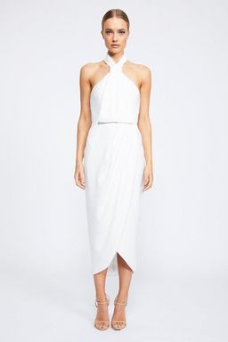 Shona Joy Core Knot Draped Dress White Size 8 for rent on The Volte - image 1